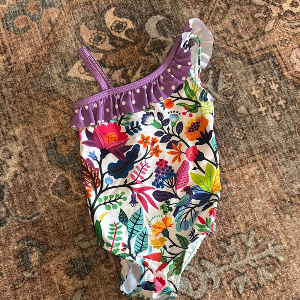 Colorful Floral One-Shoulder Infant Swimsuit